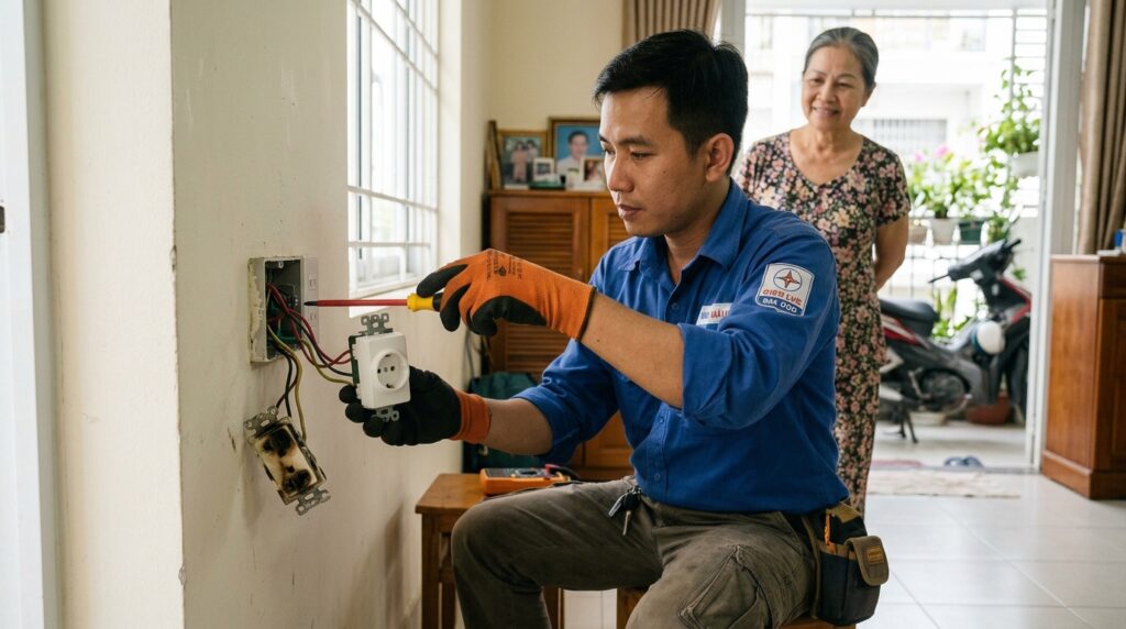 Sửa Ổ Cắm Điện Bị Cháy Tại TPHCM