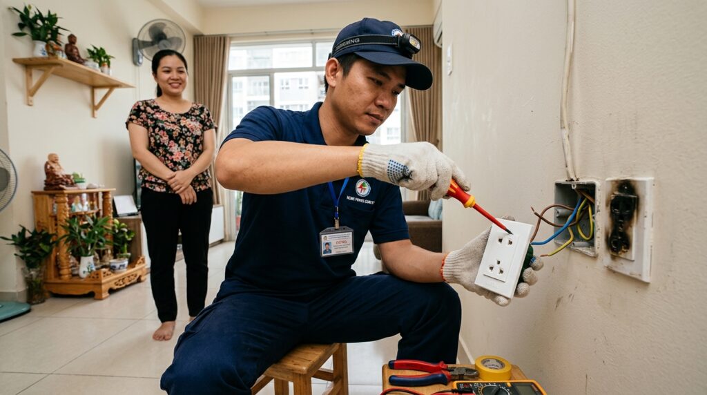 Sửa Ổ Cắm Điện Bị Cháy Tại TPHCM