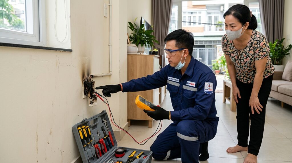 Sửa Ổ Cắm Điện Bị Cháy Tại TPHCM